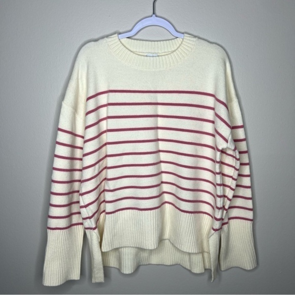 Grace + Karma Pink & Cream Striped Long‎ Sleeve Sweater